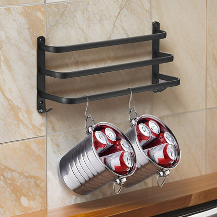 3-Tier Black Wall Towel Rack – No-Drill Bathroom Organizer & Space-Saving Storage Shelf