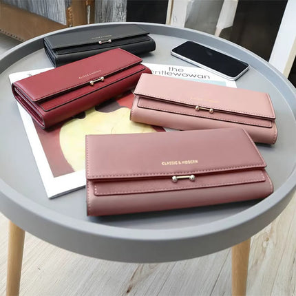 Luxe Women's Wallet – Premium Faux Leather, Multiple Card Slots, Smartphone Compartment, Secure Zipper Closure