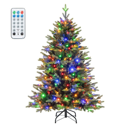 Pre-Lit Artificial Christmas Tree 59" with 250 Warm LED Lights – Full 7-Foot Realistic PVC/PE Tree with 844 Branch Tips