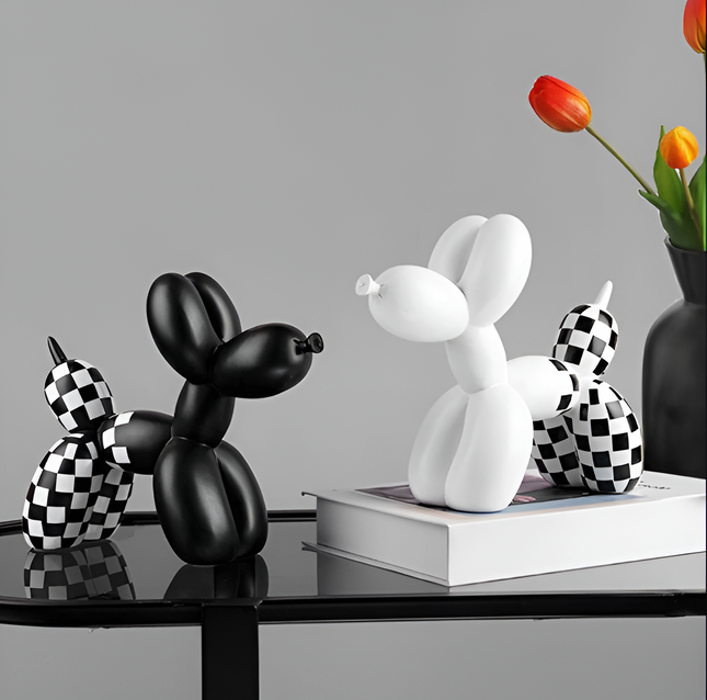 Balloon Dog Figurine 4" x 4" – Modern Resin Sculpture Home Décor for Living Room or Office
