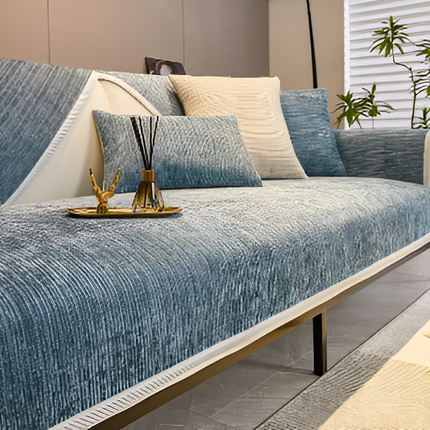 Striped Chenille Pet-Friendly Sofa Cover 27.6" × 27.6" up to 35.4" × 94.5" – Non-Slip Couch Protector for Pets & Families