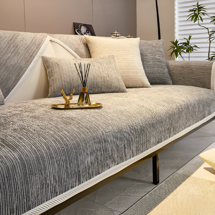 Striped Chenille Pet-Friendly Sofa Cover 27.6" × 27.6" up to 35.4" × 94.5" – Non-Slip Couch Protector for Pets & Families