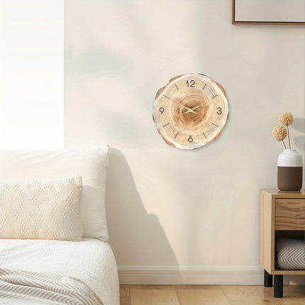 Silent Wooden Wall Clock 12" – Modern Natural Wood Texture for Home & Office Decor