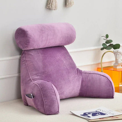 Ergonomic Reading Pillow with Armrests – Cozy Bed & Couch Backrest Cushion