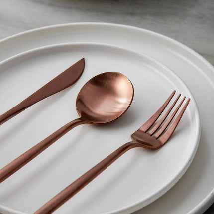 Elegant Gold Stainless Steel Flatware Set – 24-Piece Service for 6 | Dishwasher Safe