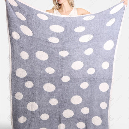 Polka Dot Luxe Fleece Throw Blanket – Soft & Cozy Microfiber Plaid in Blue or Coffee Brown (130x150 cm)