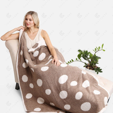 Polka Dot Luxe Fleece Throw Blanket – Soft & Cozy Microfiber Plaid in Blue or Coffee Brown (130x150 cm)
