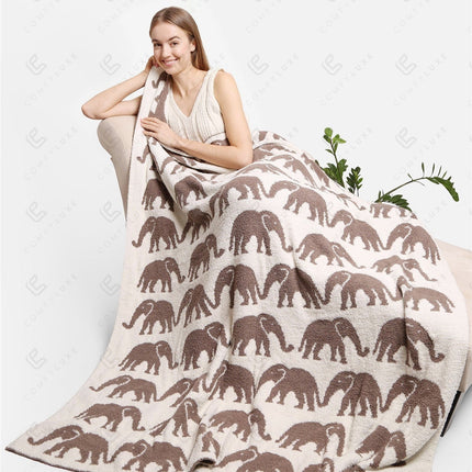 Elephant Print Luxury Soft Fleece Throw Blanket Microfiber Plush