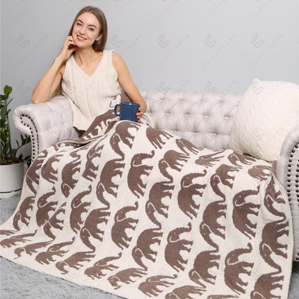 Elephant Print Luxury Soft Fleece Throw Blanket Microfiber Plush