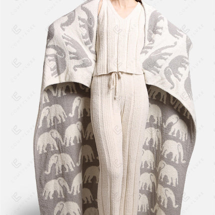 Elephant Print Luxury Soft Fleece Throw Blanket Microfiber Plush