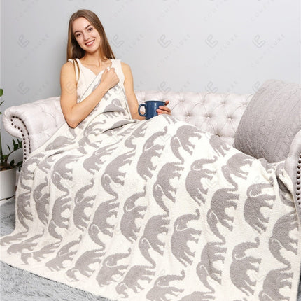 Elephant Print Luxury Soft Fleece Throw Blanket Microfiber Plush