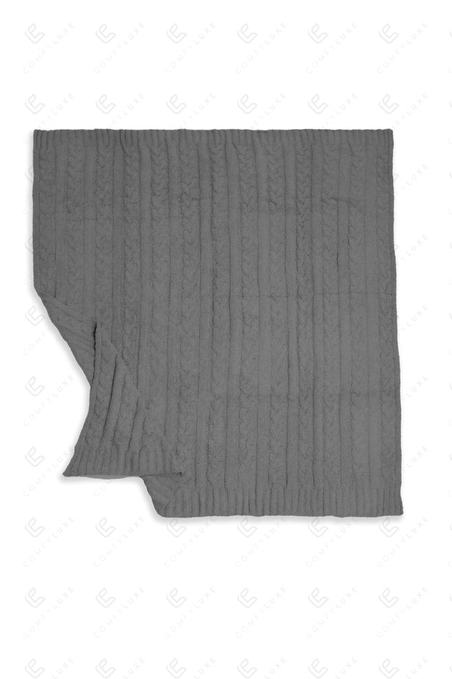 Chunky Cable Knit Fleece Throw Blanket – Soft & Cozy 50X55 Inch Home Decor Plaid