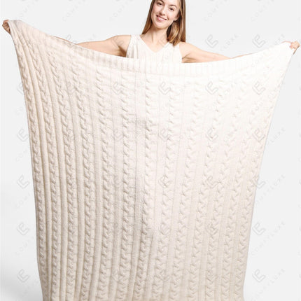 Chunky Cable Knit Fleece Throw Blanket – Soft & Cozy 50X55 Inch Home Decor Plaid