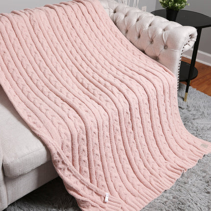 Chunky Cable Knit Fleece Throw Blanket – Soft & Cozy 50X55 Inch Home Decor Plaid