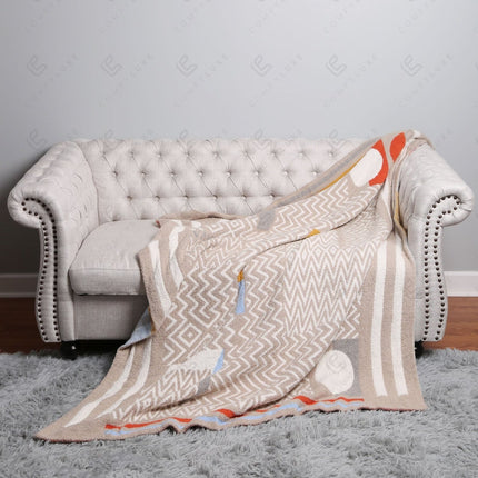 Ultra-Soft Geometric Fleece Throw Blanket 50×60 | 100% Polyester Microfiber, Warm Decorative Couch & Bed Throw
