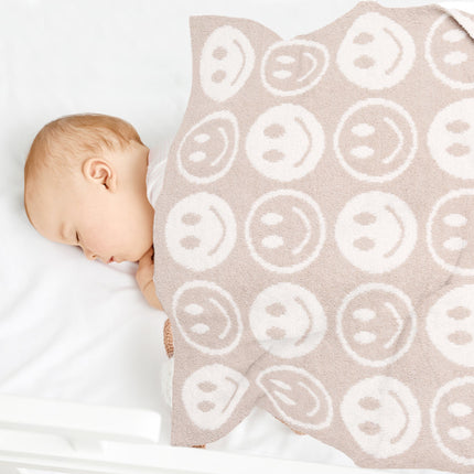 Kids Smiley Face Fleece Blanket – Ultra-Soft Microfiber Throw for Toddlers & Children Cozy & Colorful Bedding for Nursery, Playroom & Travel
