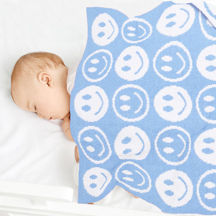 Kids Smiley Face Fleece Blanket – Ultra-Soft Microfiber Throw for Toddlers & Children Cozy & Colorful Bedding for Nursery, Playroom & Travel