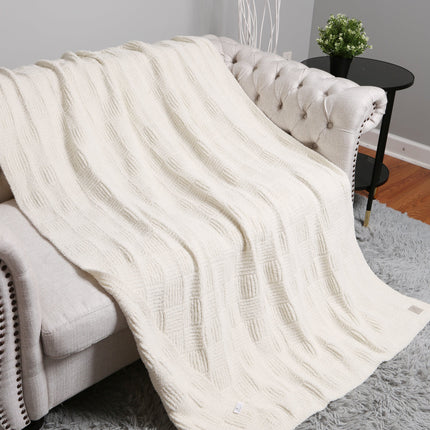 Luxe Knitted Fleece Throw Blanket – Ultra-Soft, Stylish & Cozy Home Essential