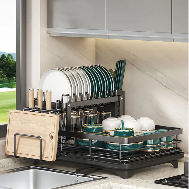 Adjustable Stainless Steel Dish Drying Rack – Compact & Foldable for Small Kitchens