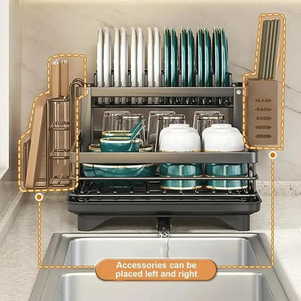Adjustable Stainless Steel Dish Drying Rack – Compact & Foldable for Small Kitchens