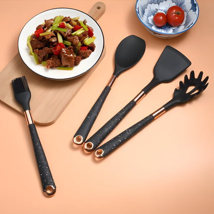 Premium 10-Piece Silicone Kitchen Utensil Set with Space-Saving Holder – Heat-Resistant, Non-Scratch, Dishwasher-Safe