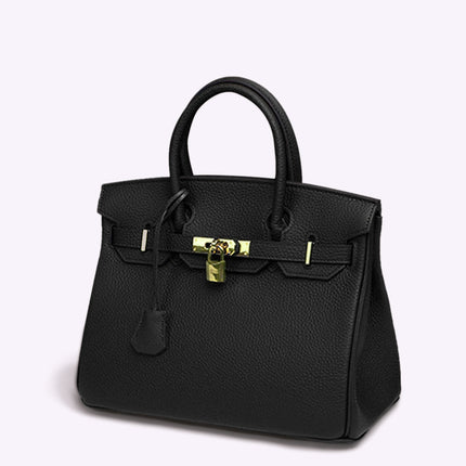 Iconic Vegan Leather Handbag – Timeless Design with Gold Accents