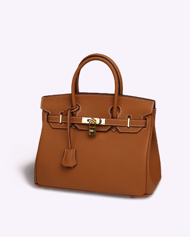 Iconic Vegan Leather Handbag – Timeless Design with Gold Accents