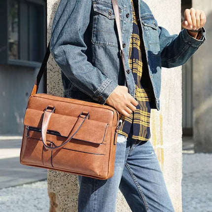 Brown Leather Laptop Bag – Stylish, Durable & Functional