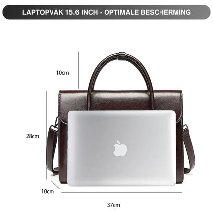 Dark Brown Leather Briefcase – Elegant & Spacious Work Bag