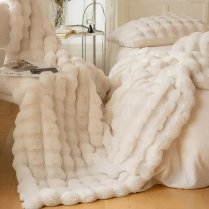 Luxury Reversible Faux Fur Throw Blanket 59" x 79" – Ultra-Soft, Cozy & Machine Washable