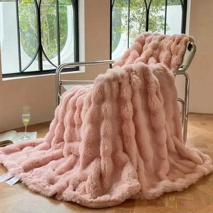 Luxury Reversible Faux Fur Throw Blanket 59" x 79" – Ultra-Soft, Cozy & Machine Washable