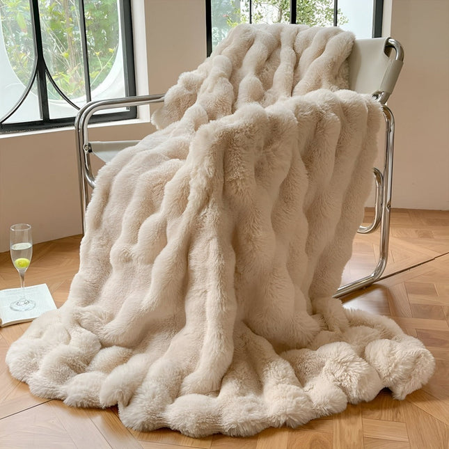 Cozy Fluffy Fleece Throw Blanket 59" x 79" – Ultra-Soft, Warm & Stylish Accent for Home Decor