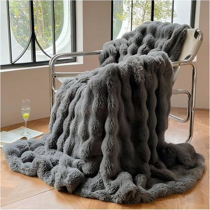 Cozy Fluffy Fleece Throw Blanket 59" x 79" – Ultra-Soft, Warm & Stylish Accent for Home Decor