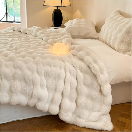 Cozy Fluffy Fleece Throw Blanket 59" x 79" – Ultra-Soft, Warm & Stylish Accent for Home Decor
