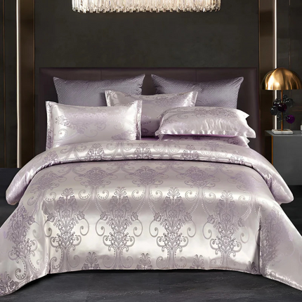 Luxury Satin Duvet Cover Set 90" x 90" – Silky Soft, Breathable Bedding with Elegant Jacquard Design