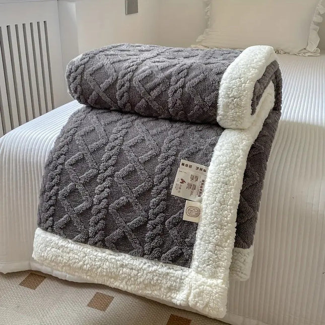 Reversible Sherpa Fleece Throw Blanket 51" x 63" – Ultra Soft, Warm & Cozy for Home or Outdoor Use