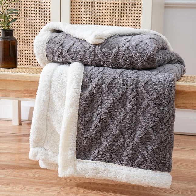Reversible Sherpa Fleece Throw Blanket 51" x 63" – Ultra-Soft, Cozy & Machine Washable for Indoor & Outdoor Use