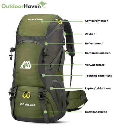 50L Waterproof Hiking Backpack – Ergonomic, Water-Resistant Daypack for Travel & Outdoor Adventures