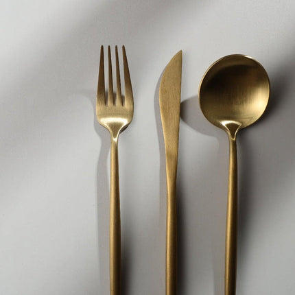 Elegant Gold Stainless Steel Flatware Set – 24-Piece Service for 6 | Dishwasher Safe