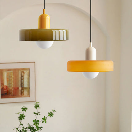 Modern Art Deco Glass Pendant Light – Colorful Halo Ceiling Lamp 9.8"–13.8" Diameter