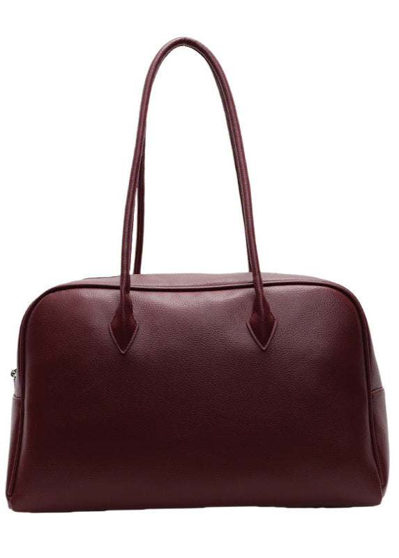 Classic Structured PU Leather Shoulder Bag for Women – Zippered Handbag with Top Handle and Detachable Strap