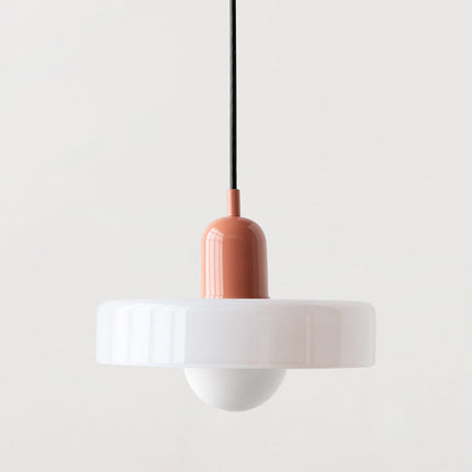 Modern Bauhaus Glass Pendant Light 9.8" – Artistic Colored Glass Hanging Lamp for Dining or Living Room