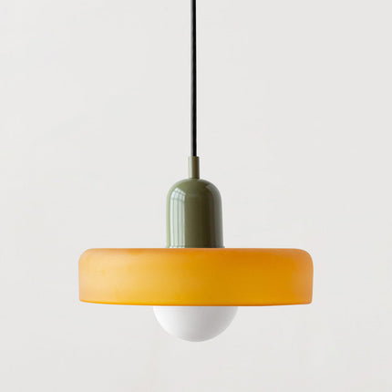 Modern Bauhaus Glass Pendant Light 9.8" – Artistic Colored Glass Hanging Lamp for Dining or Living Room