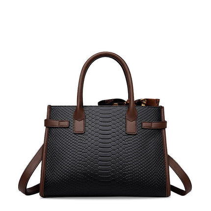 Chic Beige Handbag with Scarf Detail – Luxury Snake Texture