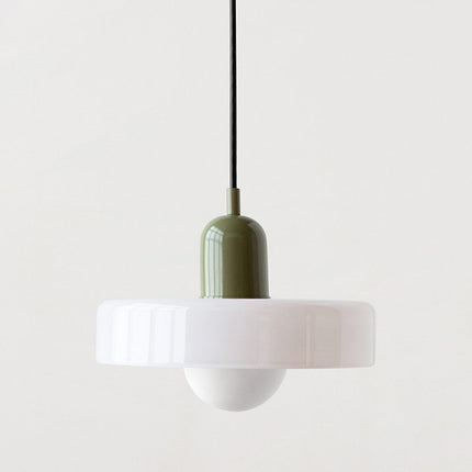 Modern Bauhaus Glass Pendant Light 9.8" – Artistic Colored Glass Hanging Lamp for Dining or Living Room