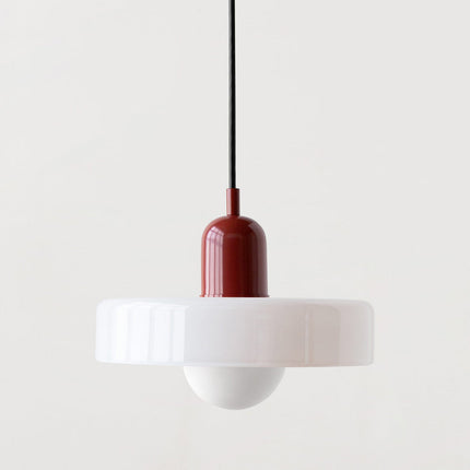 Modern Bauhaus Glass Pendant Light 9.8" – Artistic Colored Glass Hanging Lamp for Dining or Living Room