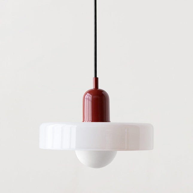 Modern Bauhaus Glass Pendant Light 9.8" – Artistic Colored Glass Hanging Lamp for Dining or Living Room