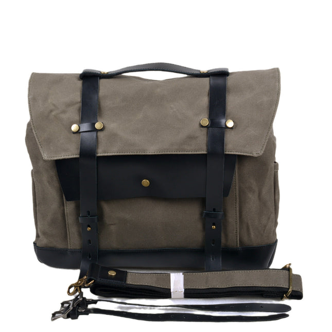 Vintage Motorcycle & Bicycle Bag – Water-Resistant Double Pannier with Leather Accents