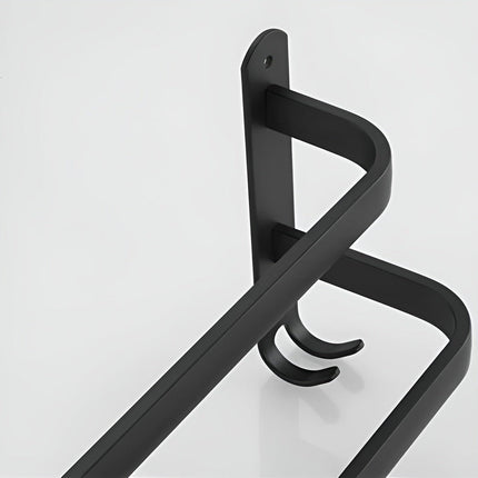 Space-Saving Wall Mounted Towel Rack – Modern Black Aluminum Bathroom Organizer (15.7"–23.6")