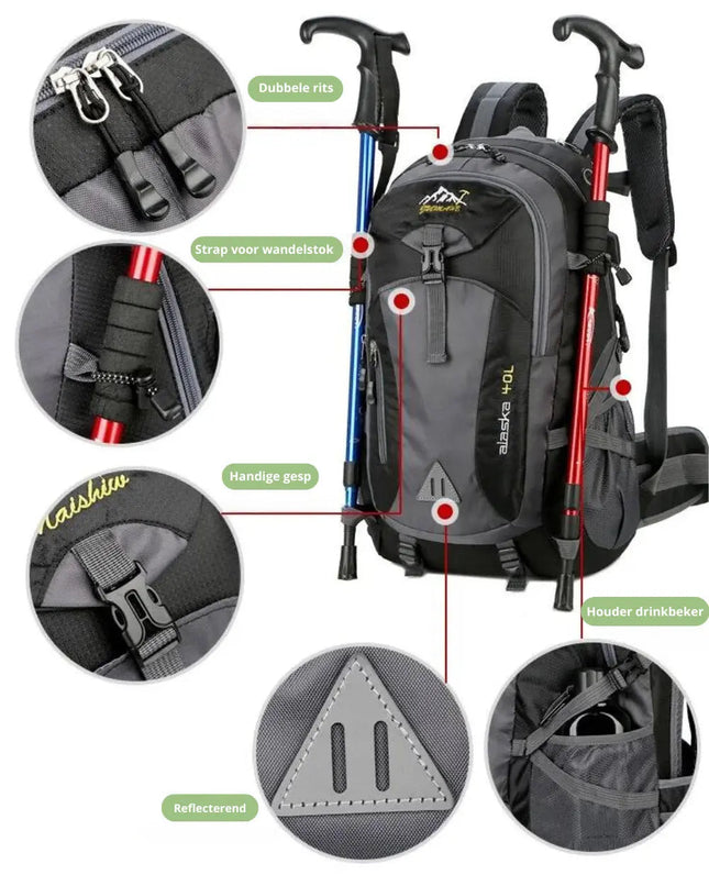Waterproof 40L Outdoor Hiking Backpack – Large Capacity, Rain-Proof, Travel and Trekking Rucksack